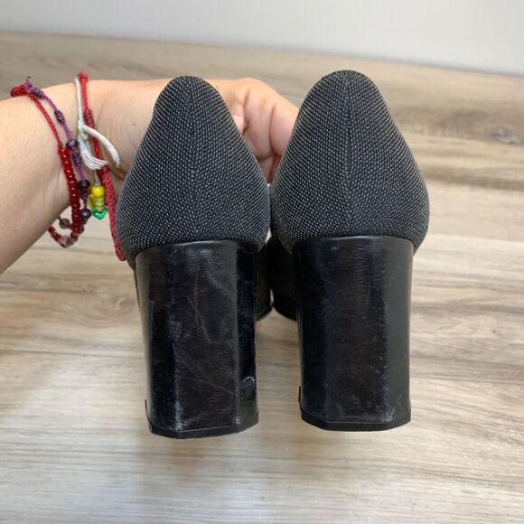 Stuart Weitzman | Minimalist Academia Gray Square Toe Block Heel Size 8.5 B - Picture 4 of 12